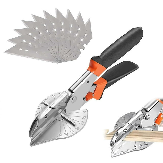 Mitre Scissors 45° - 135° with 10 Replacement Blades for Cutting PVC Wood Plastic Rubber Multi-Angle Trunking Scissors