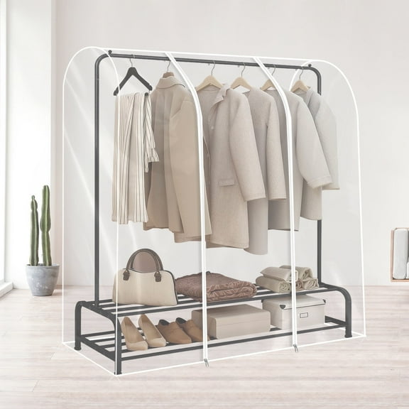 Txkrhwa Garment Rack Cover Clear Clothing Rack Cover with Zipper Reusable Clothes Rail Cover Waterproof PEVA Clothes Rack Cover Large Garment Rack Dust Cover Easy to Use