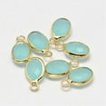 thumbnail image 2 of 50pcs Oval Faceted Golden Tone Brass Glass Charms Mixed color 12x7x3.5mm Hole: 1mm, 2 of 2