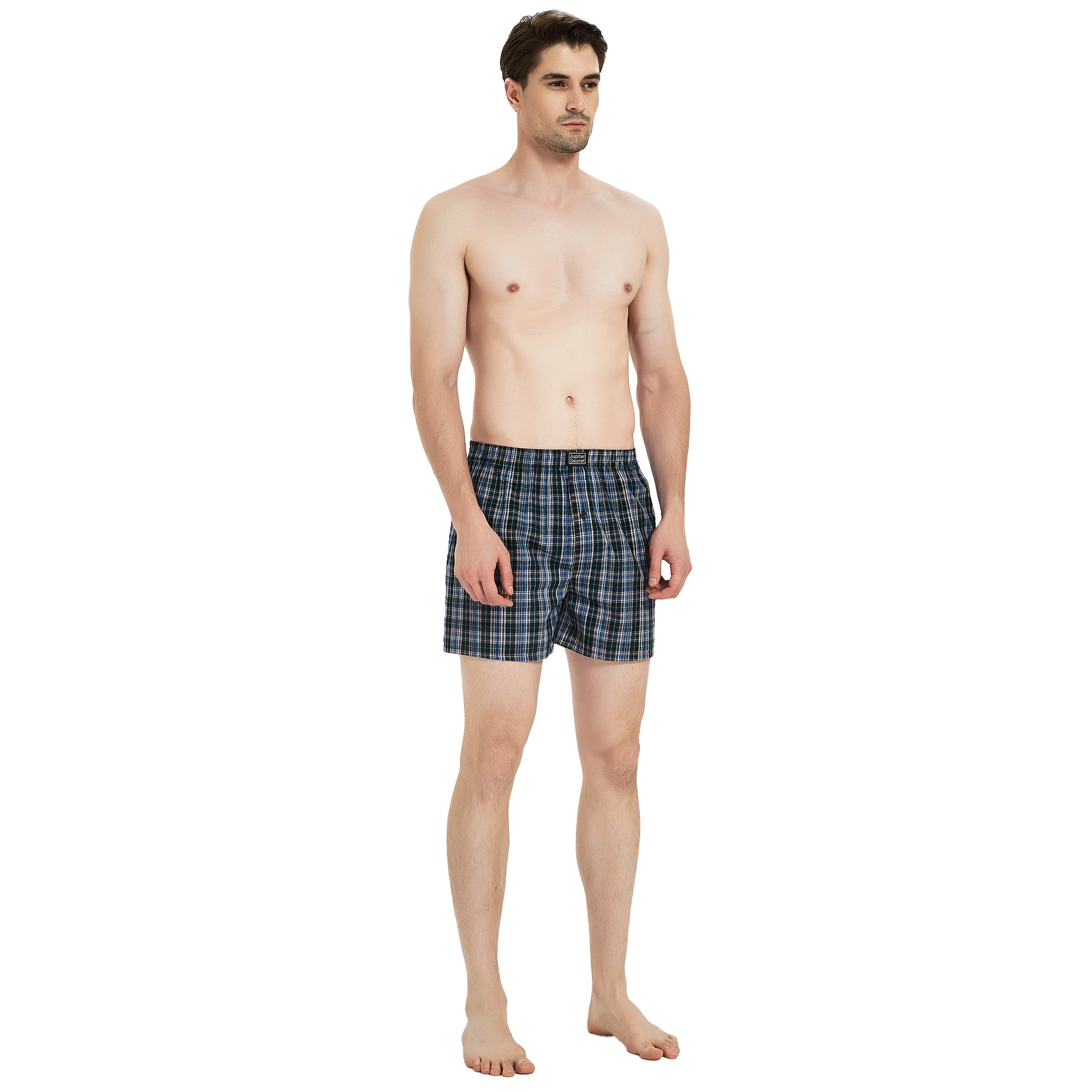 Men's Boxers Underwear 100% Cotton Woven Boxers for Men Pack Boxer Shorts Assorted Colors, 6 Pack