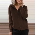 thumbnail image 2 of larppty Women's Zip Up Vneck 2025 Fall Winter Warm Long Sleeve Knit Cardigan Coat Fashion Outfits (Coffee, XL), 2 of 5