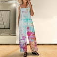 thumbnail image 2 of Dyegold Jumpsuits for Women Casual, Womens Jumpers And Rompers Casual Loose Floral Print Fashion Comfy Summer Bibs Overalls Sleeveless ​Square Neck ​Romper, 2 of 6