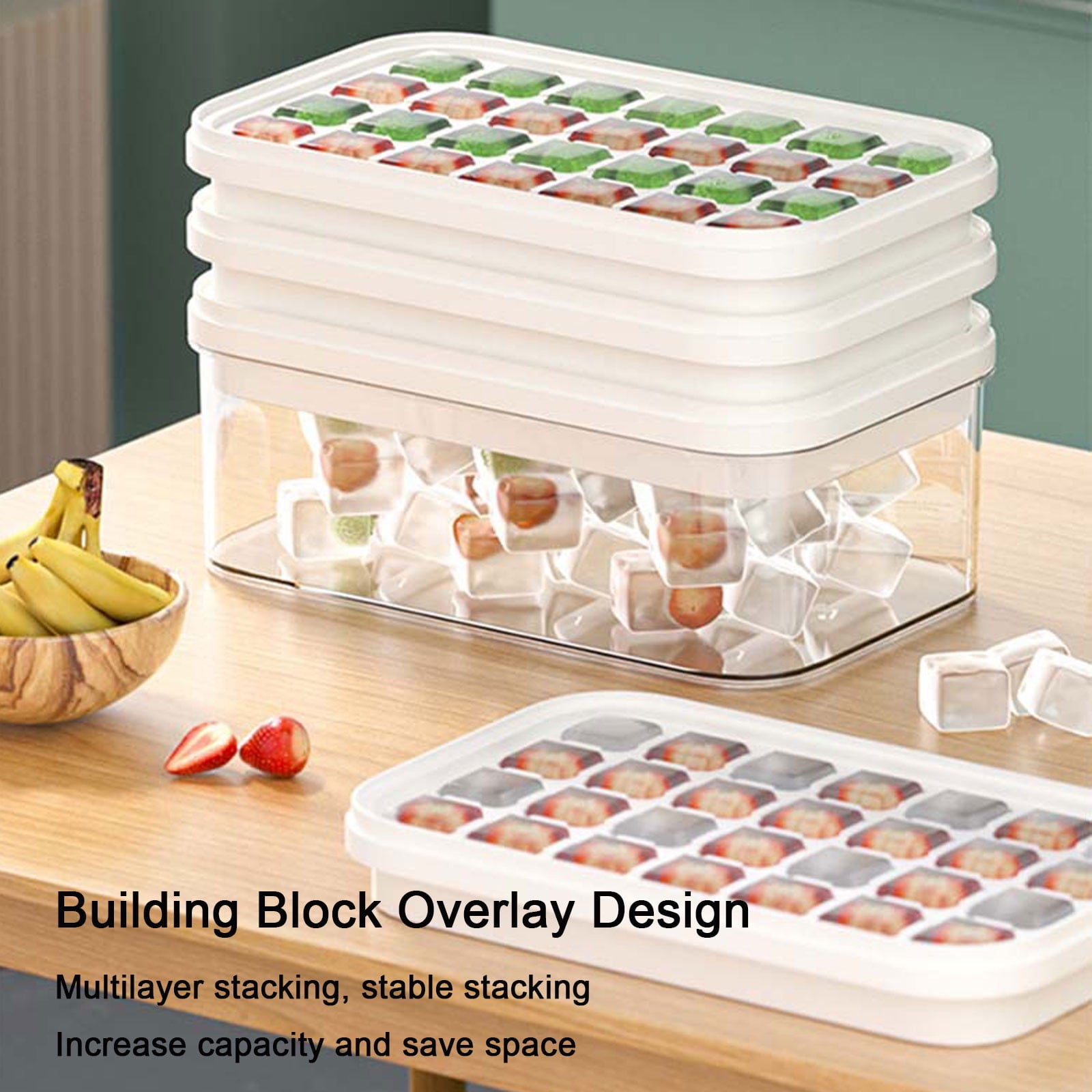 JMYHOAM Ice Tray Ice Block Tray, 28 Press-Type Ice Trays, Homemade Ice Ball Chilly Ice Block Molds, Easy Press Out Pattern Flexible Ice Block Molds, Suitable for Freezers, and Kitchen on Clearance