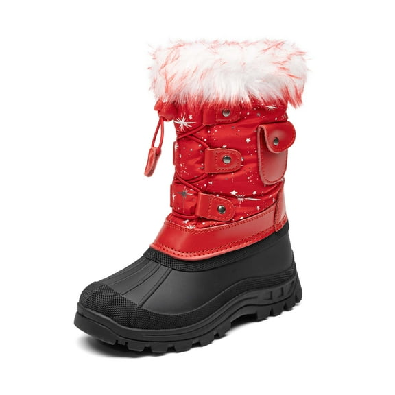 Dream Pairs Boys & Girls Winter Snow Boots Mid-Calf Water-Resistant Anti-Slip Shoes with Faux Fur Lining (Little/Big Kids)