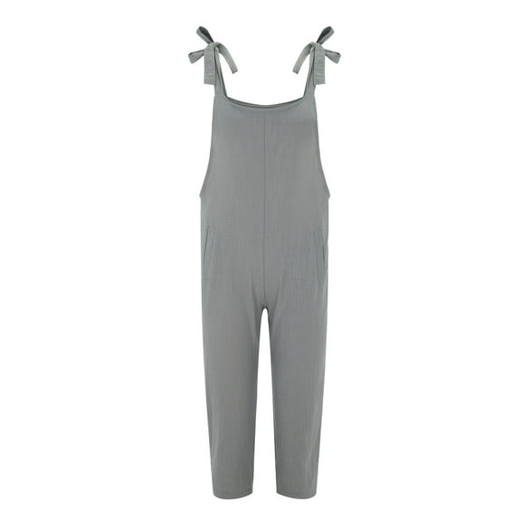Aayomet Women'S Jumpsuits Womens Cotton Fashion Solid Color Overalls Casual Jumpsuits Romper,Gray XL