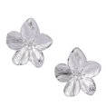 thumbnail image 2 of SeekLGT Womens Silver Studs Flower Earrings, Dainty Floral Petals Big Stud Earring Statement Jewelry Birthday Gift for Her Everyday Wear Wedding, 1 Pair, 2 of 9