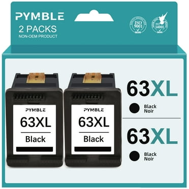63 Ink Cartridges for HP 63XL Black Ink Cartridges Printer Ink HP 63 work with HP Officejet 3830 4650 5255 5200 5258 Envy 4520 4655 4512 Ink Printer (2 Black)
