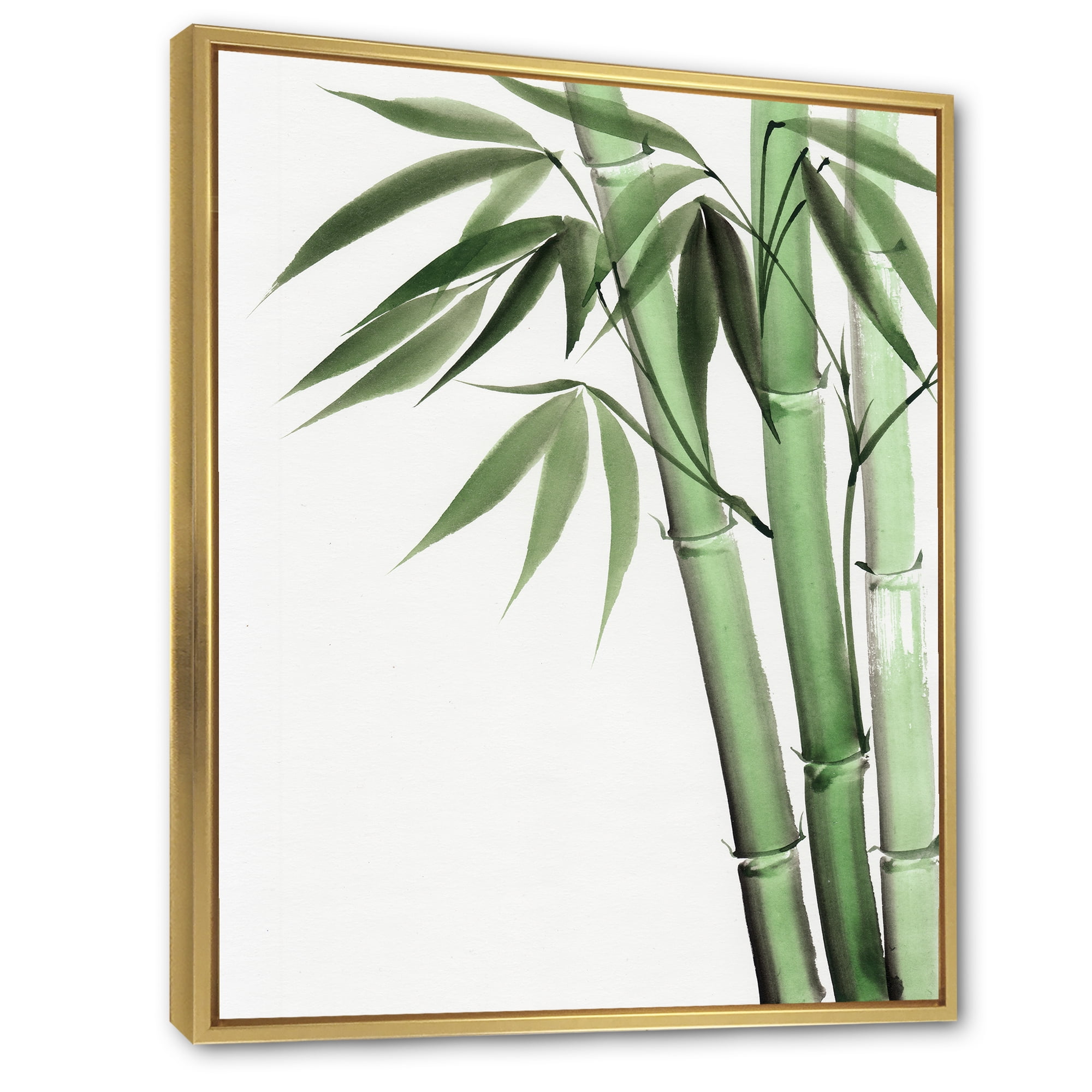 Designart 'Palm Bamboo Detail On White II' Traditional Framed Canvas Wall Art Print