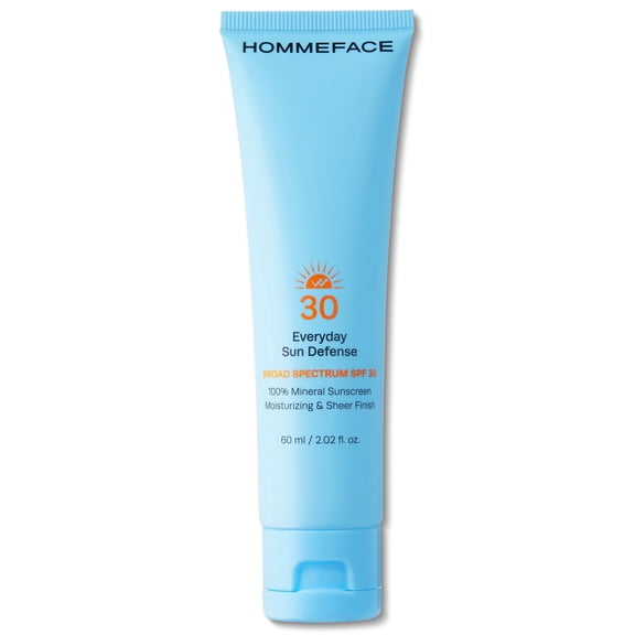 HOMMEFACE Non-Greasy Hydrating Paraben-Free Non-Irritating Zinc Oxide Mineral Sunscreen Cream for Face SPF 30 Unscented
