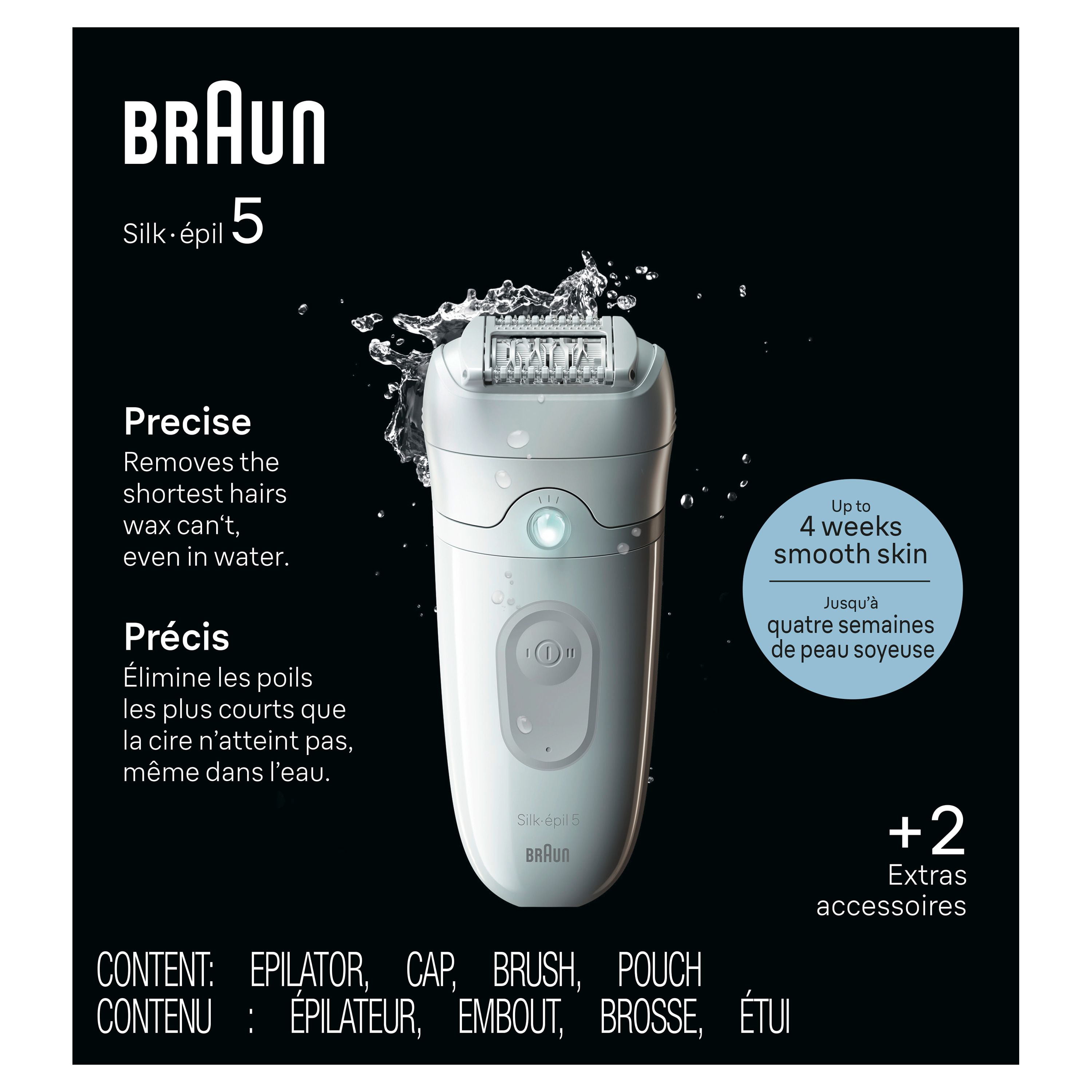 Braun Silk-épil 5 Epilator, Wet and Dry, Includes Skin Contact Cap, SE5-011, Grey, 1 Count