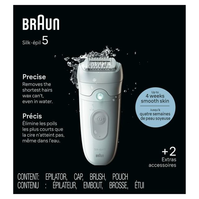 Braun Silk-épil 5 Epilator, Wet and Dry, Includes Skin Contact Cap, SE5-011, Grey