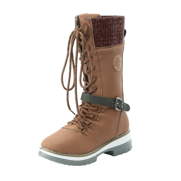 Boots for Women,Insulated Winter Mid Calf Boots Durable Outdoor Cold Weather Footwear with Superior Traction and Comfort,Knee High Boots Women,Brown8