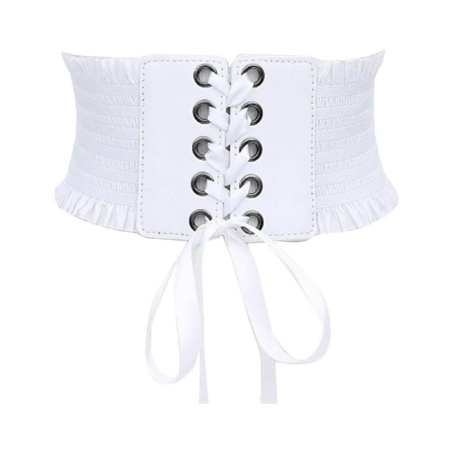 Decodeary Ceinture Large pour Femmes sous-Poitrine Cosplay Nœud Papillon Taille Haute Extensible Blanc Type A 1Set