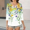 thumbnail image 6 of HOMBOM Women Shirts 3/4 Sleeve Notch Neck Fall Pullover Fashion Graphic Flowers Top, 6 of 6
