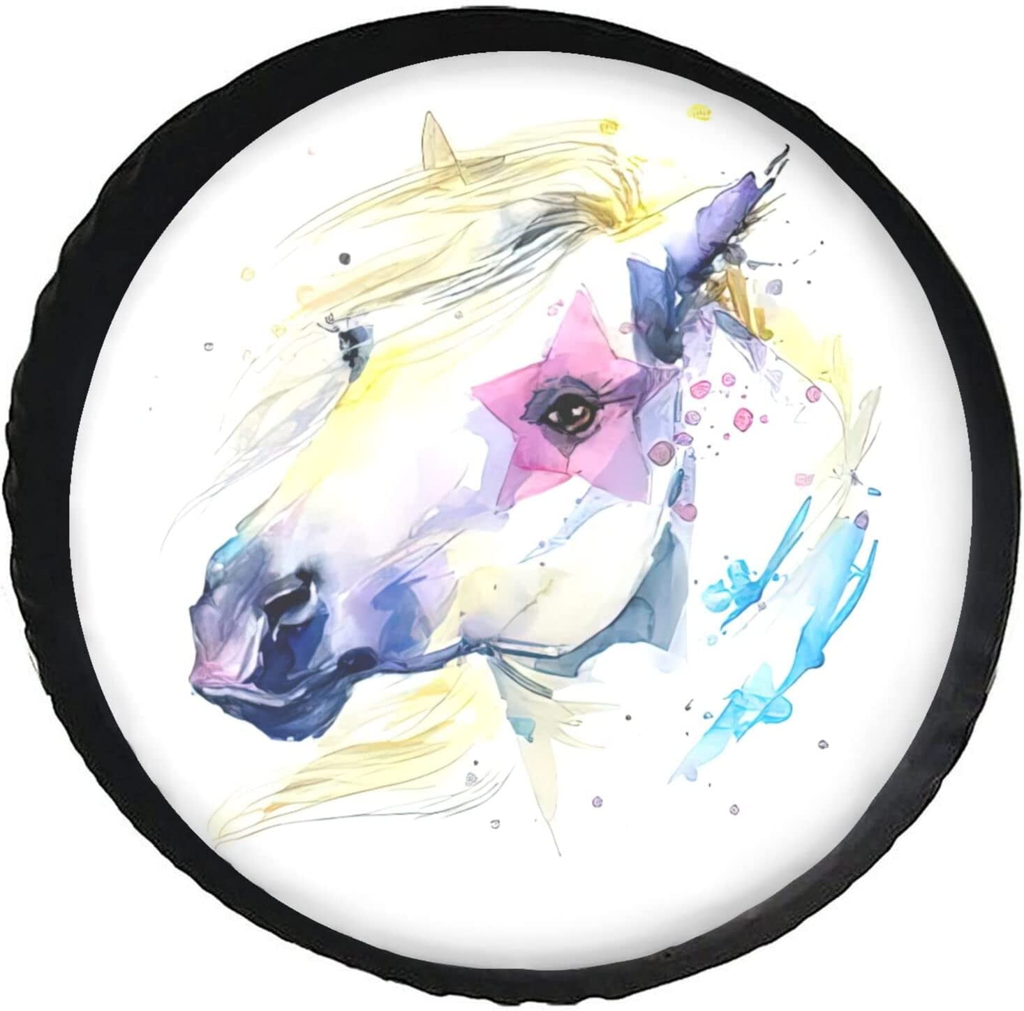 Watercolor White Horse Spare Tire Cover Wheel Protectors Weatherproof  Universal Dust-Proof for Trailer Rv SUV Truck Camper Travel Trailer  Accessories 15 Inch