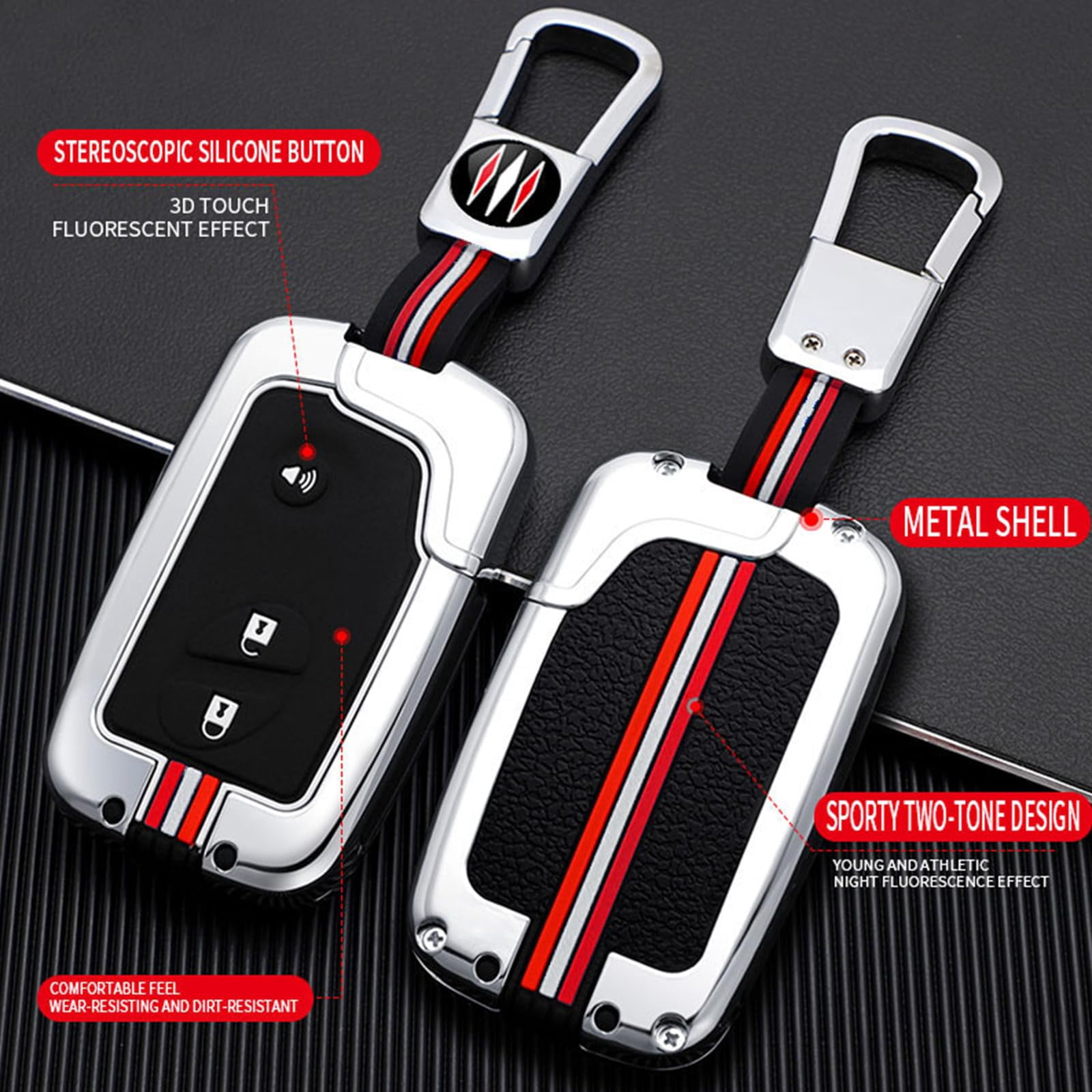 Key Cover Case, Zinc Alloy Metal Key Fob Case Protector Shell Compatible with Lexus GX460 RX350 ES350 IS250 GX460 LX570 IS350 GS430 GS300 GS450h Accessories 3 Buttons