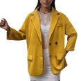 thumbnail image 1 of Gibobby Blazer de mujer casual chamarra elástica para mujer con cuello de solapa para trabajo y oficina(Amarillo,M), 1 of 5