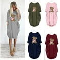 thumbnail image 1 of REDHOTYPE Cartoon bear print Robe Mi-Longue Femme Automne Décontractée Rétro Robe de Soirée, 1 of 3