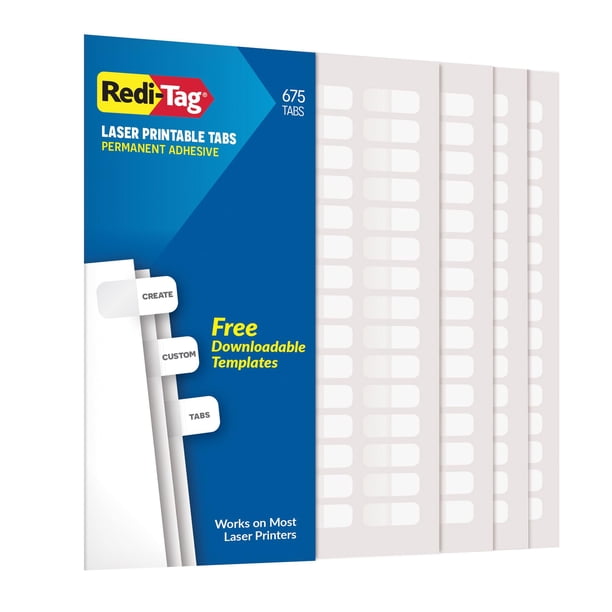 Adhesivo láser permanente Index Tabs Redi-Tag, color blanco, 675 pestañas