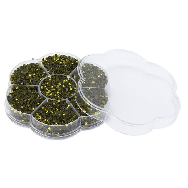 14400Pcs Strass à Dos Plat Éblouissante Coloré Bricolage Strass Irisés Robustes Perles Rondes pour la Manucure MakeupLemon Jaune