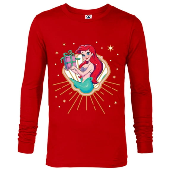 Disney Princess Ariel Seashell Gift Holiday Standard - Long Sleeve T-Shirt for Men – Customized-New Red