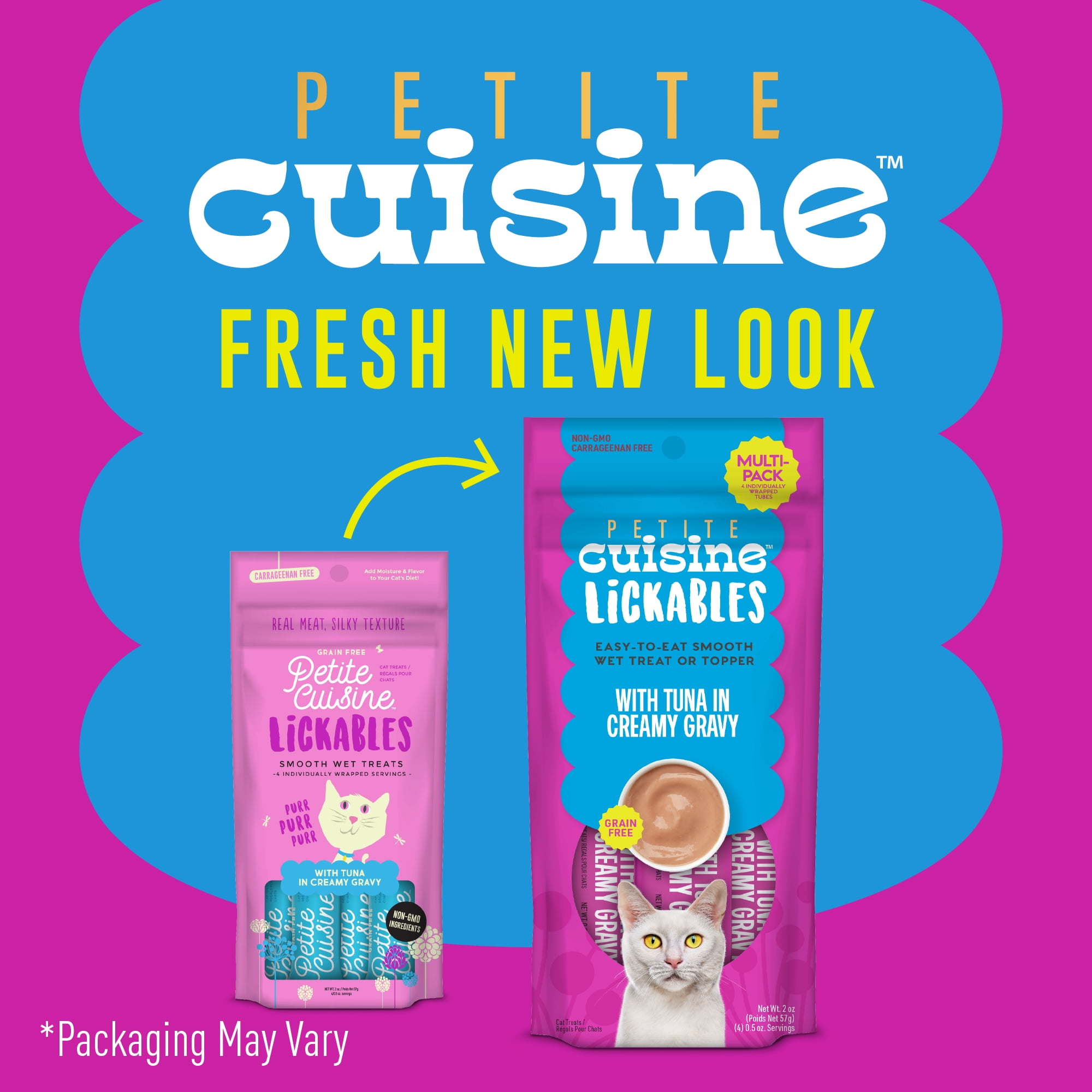 Petite Cuisine Lickables Wet Cat Treats, Tuna in Creamy Gravy, 2 oz. Pouch (12 Count)