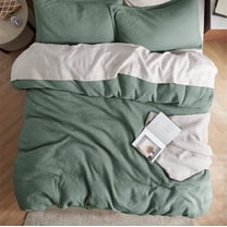 The Tangerine Store 3-Piece Pure Cotton Duvet Cover Set (78x88 in) - Sage Green Full Duvet Cover Set with Standard Shams - Pre-Washed, Handmade - Chic Home Decor