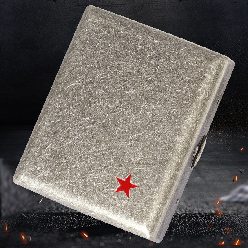 Five-pointed red star ancient silver cigarette box portable 20-pack retro copper soldier nostalgic cigarette box
