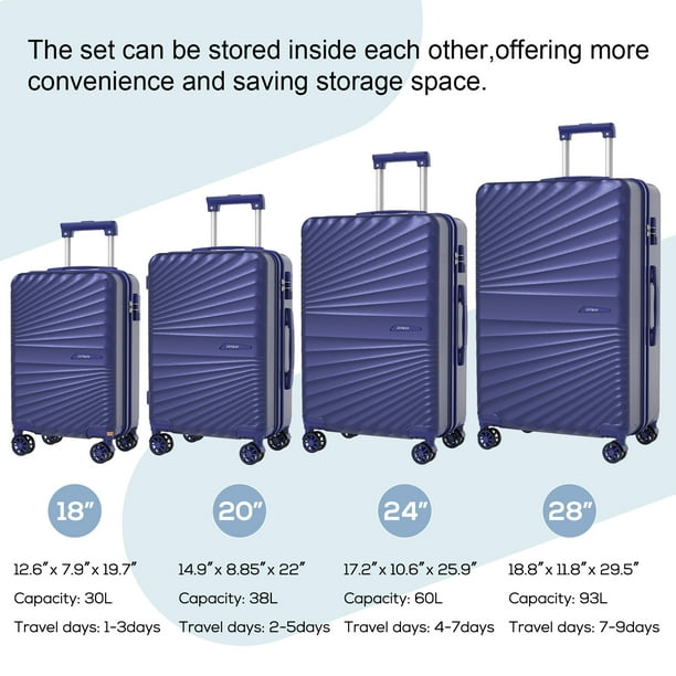 Joyway 4-Piece Hardside Luggage Set with Spinner Wheels and TSA