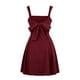 thumbnail image 4 of Vestido elegante de color liso para mujer: escote en V profundo, mangas con volantes, lazo en la espalda, vestido informal de fiesta para ocasiones veraniegas., 4 of 8