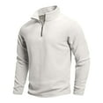 thumbnail image 1 of Blusa y camisa de manga larga con cuello alto para hombre, color liso, informal, a la moda, de manga larga, con cremallera, cárdigan, sudadera con capucha, blusa de poliéster para hombre, 1 of 6