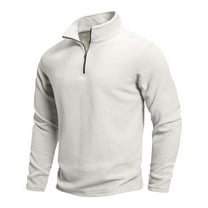 Men Quarter Zip Pullover Golf Fleece Long Sleeve Thermal Lightweight Sweatshirt Slim Fit Stretchy Ribbed