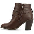 thumbnail image 3 of Journee Womens Strap Inside Zip Stacked Heel Booties, Widths Available, 3 of 10