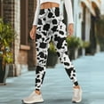 thumbnail image 4 of Renewold Cow Print Musical Notes Womens Yoga Pants with Pockets High Waisted Womens Leggings Fashion Exercise Yoga Leggings Lightweight Activewear Printed Ankle Leggings, L, 4 of 8