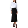 thumbnail image 2 of INSPIRE CHIC Women's Casual Vintage High Waist A Line Knit Midi Skirts L Black, 2 of 5