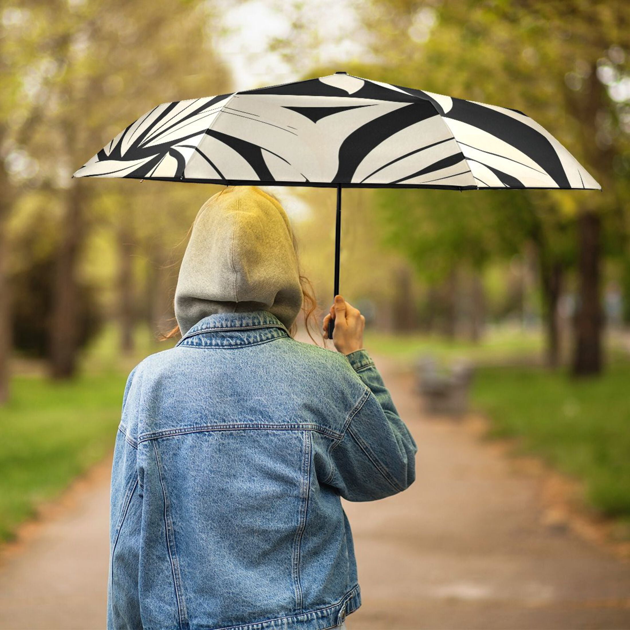 ALAZA Palm Leaf-e1 UPF 50+ Compact Folding Umbrella for Rain Travel Umbrella Packable