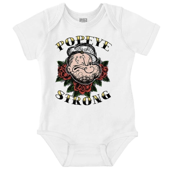 Popeye the Sailor Man Strong Tattoo Romper Boys or Girls Infant Baby Brisco Brands NB