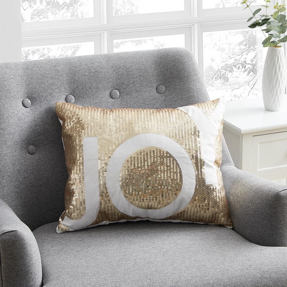 Holiday Time Joy Decorative Cushion in Gold