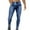 Blue, variant on QHFBli Mens Jeans Slim Fit Distressed Blue Stretch Buckle Tapered Leggings Long Denim Light Washed Jeans