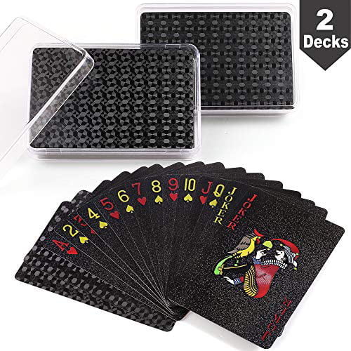 Poker Size Standard Index Magic Props Pool Beach Water Card Games 2 Decks Cards LotFancy Waterproof Plastic Playing Cards Plastic Boxes 