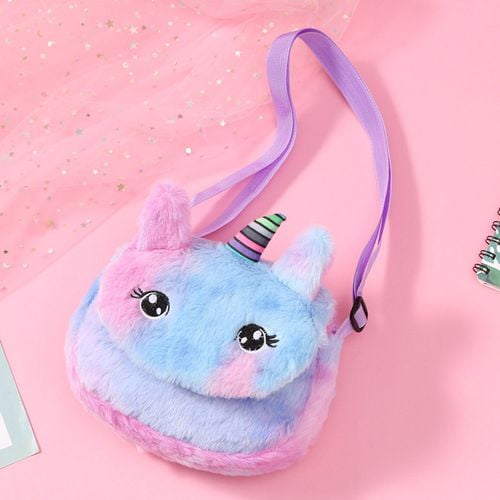 KABOER Kids Rainbow Unicorn Plush Bag Handbag Crossbody Purses Cute ...