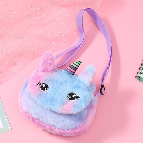 KABOER Kids Rainbow Unicorn  Plush Bag  Handbag Crossbody 
