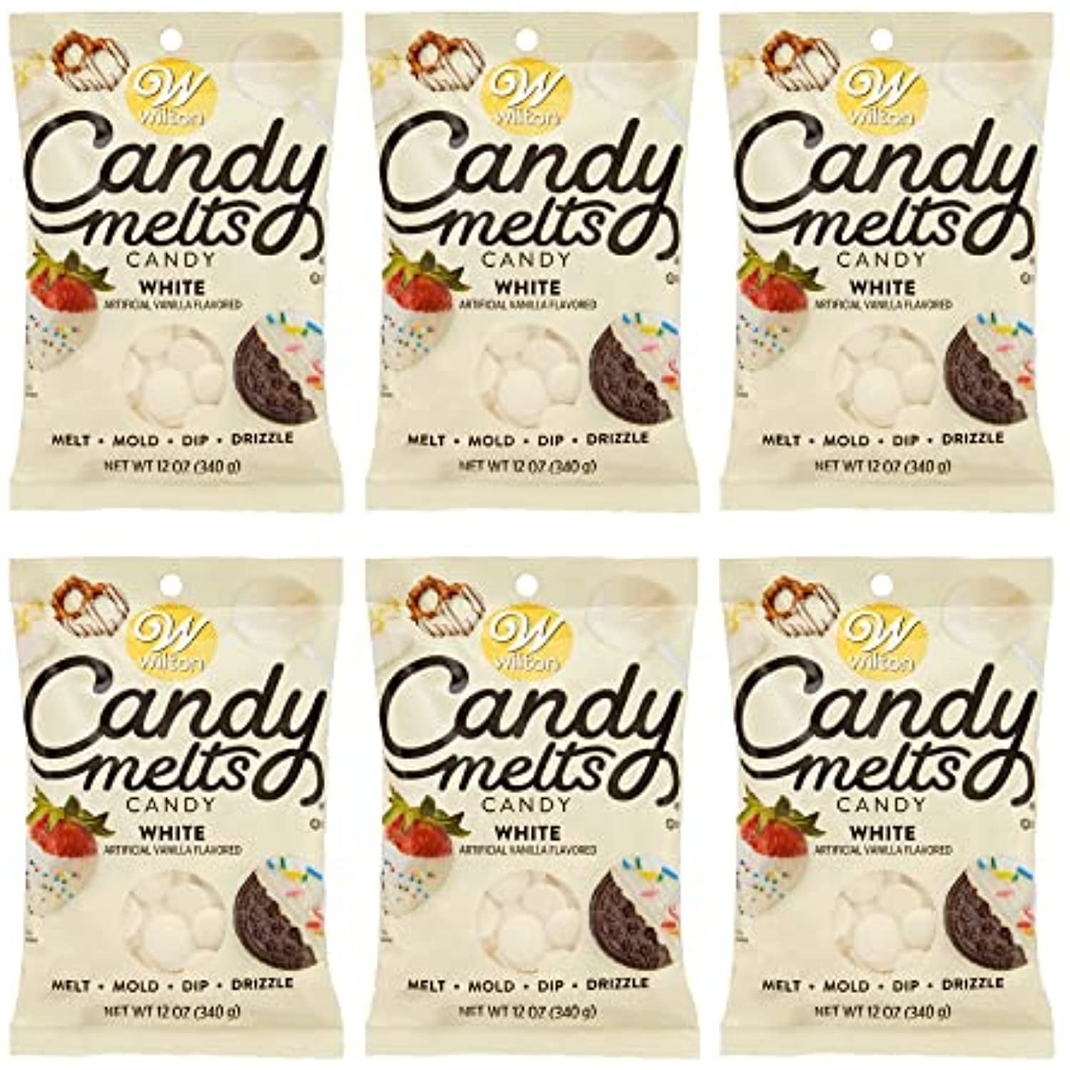 Wilton 12 Oz Candy Melts Candy, White (Pack Of 6)