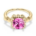 thumbnail image 3 of Gem Stone King 2.85 Ct Pink Created Sapphire White Created Sapphire 18K Yellow Gold Plated Silver Ring, 3 of 6