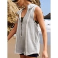 thumbnail image 6 of Rompers for Women Athletic Workout Hooded Romper Casual Zip-Front Neck Jumpsuits Overalls with Pockets Light Gray L, 6 of 9