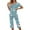 Light Blue, variant on asdoklhq Pajamas for Women Set Woman Christmas Print Round Neck Button Short Sleeve Top and Elastic Waist Pockets Pant Pajama Sets Light Blue XL