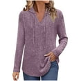thumbnail image 1 of HongQid Chandails pour Femmes Col en V Manches Longues Chemises Mode Chandails à Capuchon Chandails Amples Décontractés Automne Hauts, 1 of 8