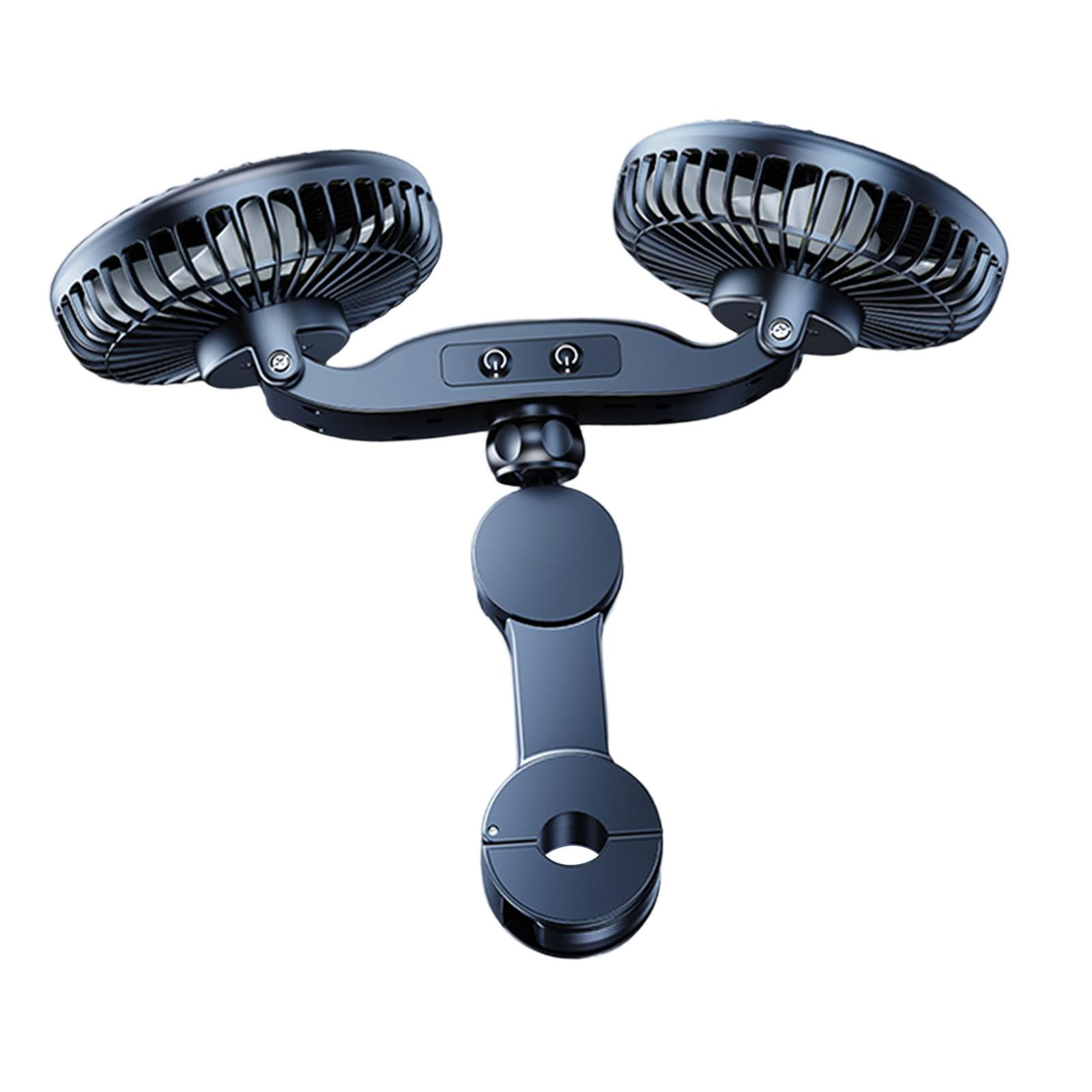 Dickly Car Fan for Backseat Double Headed Fan USB Fan Adjustable SUV RV Sedan Universal