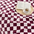 thumbnail image 3 of Throw Blankets Flannel Blanket with Checkerboard Grid Pattern Soft Throw Blanket for Couch, Bed, Sofa Luxurious Warm and Cozy for All Seasons (Burgundy, 50"x60"), 3 of 6