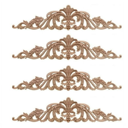 4Pcs Wood Carving Decal Furniture Corner Onlay Applique Home Decor